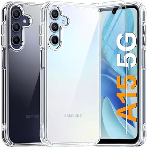 GOLDJU for Samsung Galaxy A15 5G Case, [Anti-Yellowing] Galaxy A15 5G Phone Case with 1X Screen Protector,[Crystal Transparent Slim] [16FT Mil-Grade Protection] Case for Samsung A15 5G -Clear Cover
