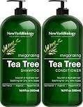 New York Biology Tea Tree Shampoo and Conditioner Set – Deep Cleanser – Relief for Dandruff and Dry Itchy Scalp – Therapeutic Grade - Helps Promote Hair Growth – 16.9 fl Oz
