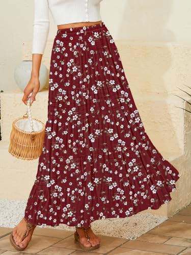 Image of NASHALYLY Women's Chiffon Elastic High Waist Pleated A-Line Maxi Skirts