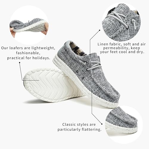 Image of Men's Machine Washable Slip On Lace Up Casual Loafer Breathable Travel Canvas Shoes for Men Comfortable and Stylish Summer Loafers Lightweight Walking Shoes Boat Shoe