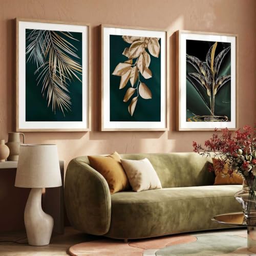 Image of kotart Decorative Nature inspired Wall Art Home Decor Painting | Aesthetic Poster With Frame For Living Room Bed Room Hotel Wall Decor Digital Reprint Set of 3 (35x37 Inch)