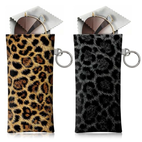Soft Sunglasses Case with Clip, PU Leather Portable Travel Glasses Case