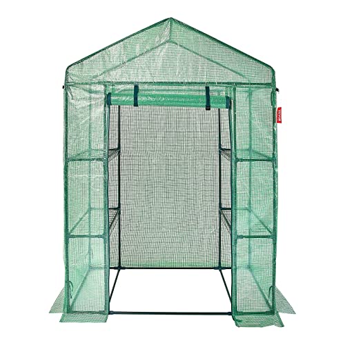 VEVOR Walk-in Green House, 55.5 x 29.3 x 80.7 inch, Portable Greenhouse with Shelves, High Strength PE Cover with Roll-up Zipper Door and Steel Frame, Set Up in Minutes, for Planting and Storage - Image 11