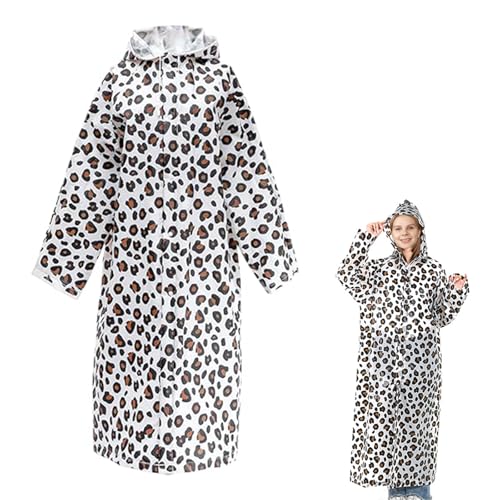 agogue Regenponcho Damen Leopard Stil, Regenmantel Damen Wasserdicht Ganzkörper Windschutz Raincoat, Schön und Langlebig Geeignet für Mädchen und Damen Regentag Tragen...