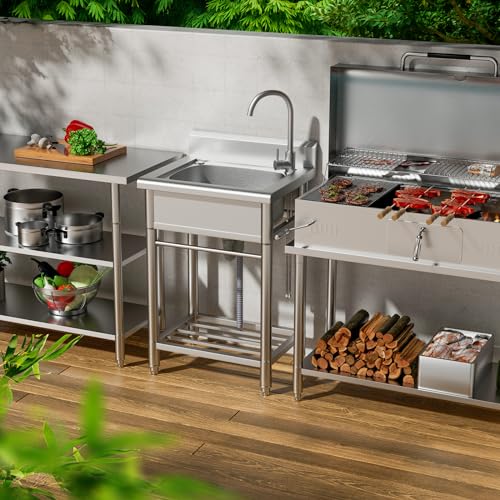 Worcest SINK Free Standing Single Bowl Kitchen Sink With Cold And Hot Water Pipe Stainless Steel Sink For Laundry Room Bathroom Farmhouse thumb #4