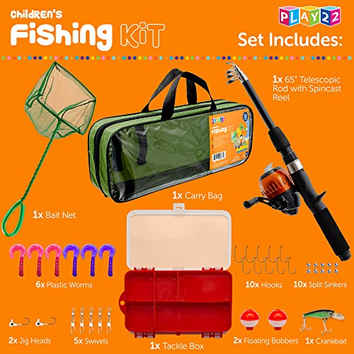 image for Play22 Fishing Pole For Kids - 32 Set Kids Fishing Rod Combos - Kids F