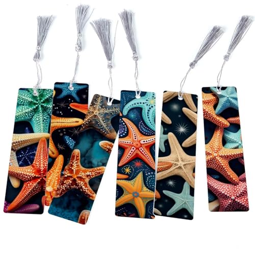 Marque-pages étoile de mer en métal : lot de 6 accessoires de lecture