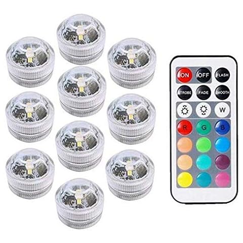 YiYunTE Mini Waterproof Submersible LED Light Underwater Pond Light Mood Lamp RGB Multicolor Tea Lights Remote Control for Halloween Christmas Aquarium Party Decoration Vase Fish Tank Wedding Cover