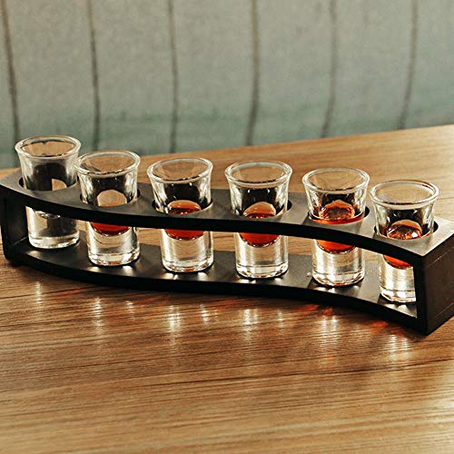 Organizador de copas para 6 botellas de madera negro miniatura 5