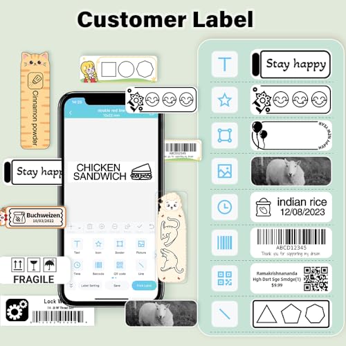 Image of Phomemo D30 Label Maker Tape, Black on Animal Patterns, Vertical Label Tape, Special Shapes, Pre-Cut Self-Adhesive Stickers, Thermal Paper Label Tag, 14mm x 40mm, 3 Rolls