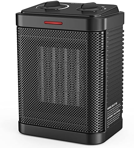 Space Heater, Small Space Heater for Indoor Use, 1500W/900W PTC Ceramic Space Heater with Thermostat, 3 Modes, Safety Quiet Heating, Multiple Protection, Portable Heater for Office Room Desk Use