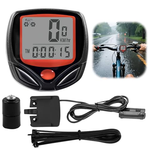 Contachilometri Bici Digitale, Ciclocomputer Impermeabile IPX6, Tachimetro 14 Funzioni, Conta Chilometri con Display Misura Distanza Velocità Tempo, Contakm Computer per Bicicletta e MTB