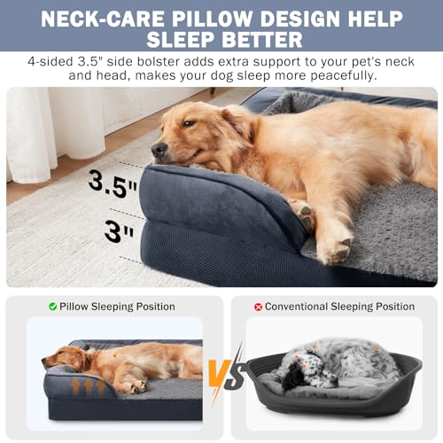 JOEJOY Extra Large Dog Bed, Orthopedic Memory Foam Dog Beds, Washable Dog Bed, Grey, Fits up to 90lbs, Good for Golden Retriever, Labrador,German Shepherd,Samoye,Rottweiler - Image 3