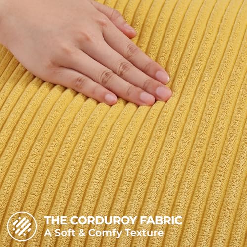 Mecatny Corduroy Decorative Throw Pillow Covers 12x20 Set of 2 for Sofa Living Room, Soft Neutral Boho Couch Pillow Covers for Home Decor, Mustard Yellow