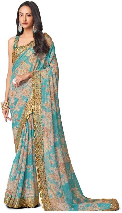 Ready to Wear Sister Wedding Wear Sari South Indian Women's Worked Saree with Stylish Blouse