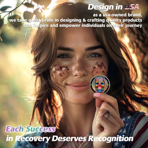 rainbow skull 2 year sobriety coin - grateful i39m alive aa coins - recovery addiction na aa chips and medallions - 1-10 years living clean narcotics alcoholics anonymous gifts for men women