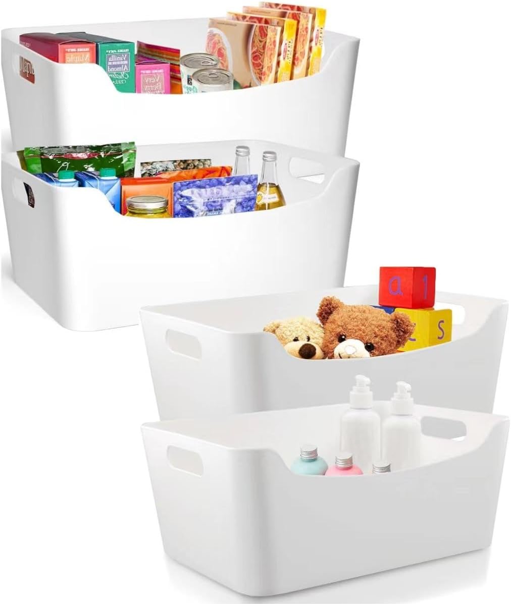 White Pantry Bins Organization,Plastic Storage Bins for