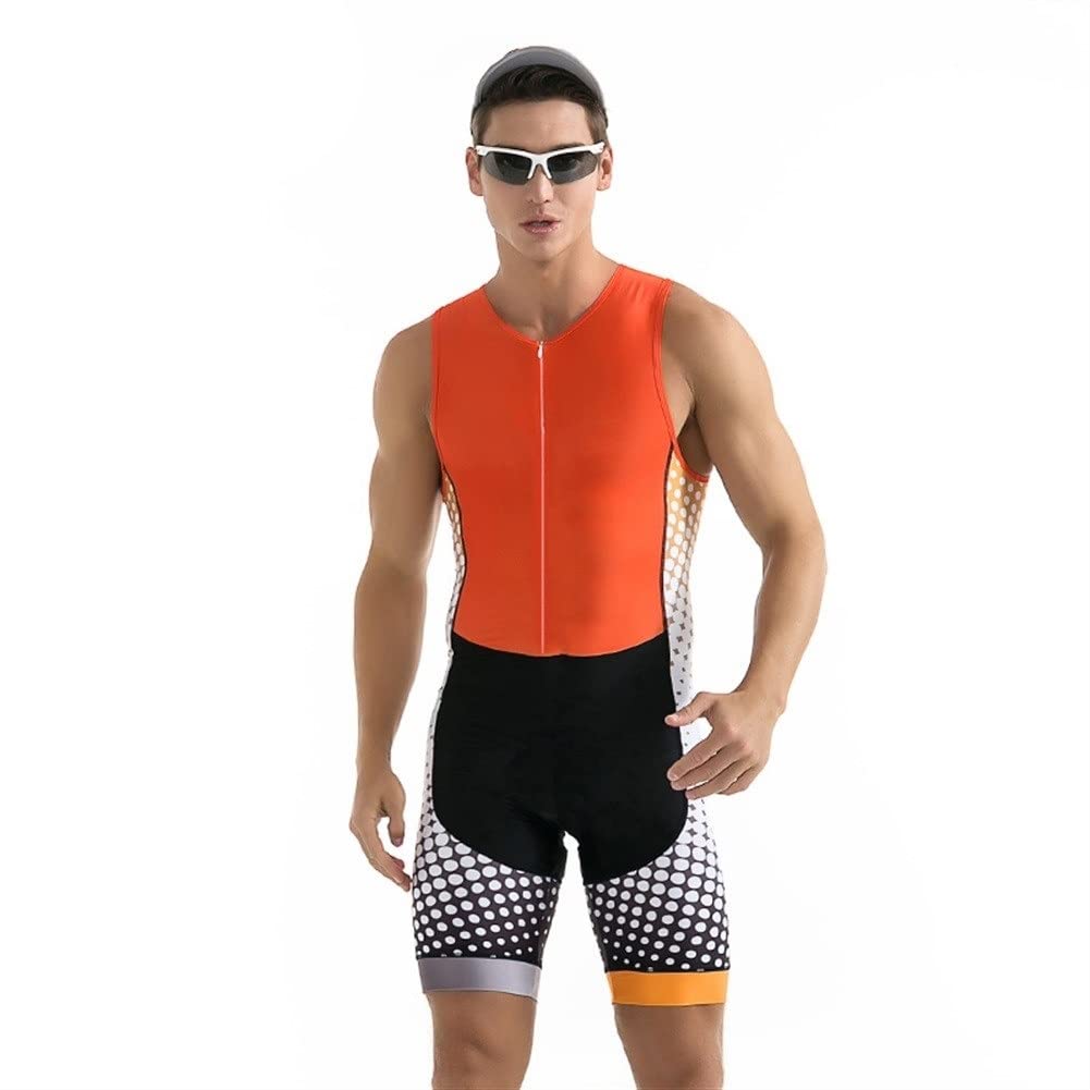 Traje de ciclismo masculino, mono de triatlón, mono de una pieza, sin mangas, bolsillos 9d gel Almohadilla, MTB Traje, ropa deportiva de verano CYTSH (Color : Men Trisuit 4, Size : XXXX-Large)