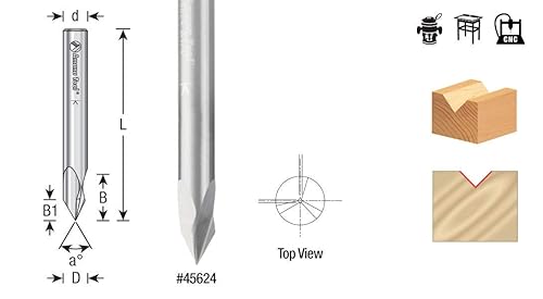 Miniatura 2 de Amana Tool - 45625 Ranura en V de carburo macizo de 90 grados x 14 de diámetro x 916 x 14" vástago