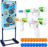 TIGTECGAME Gun Toy for 5 6 7 8 9 10 11 12 Years Old Boys Girls Best Kids Birthday Gift with Moving Shooting Target 2 Blaster Guns and 18 Foam Balls - Compatible with Nerf Toy Guns