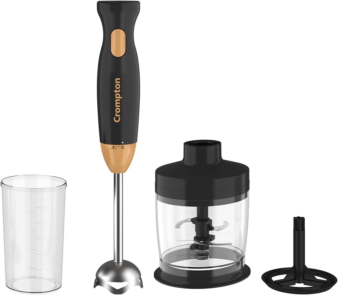 Ameo Trio | Hand blender | Chopper | whisker | 300 watts Silent motor|Food grade blades | Blend/Chopp/Whisk | Hot and cold Blending | Anti splash technology | 2 years warranty