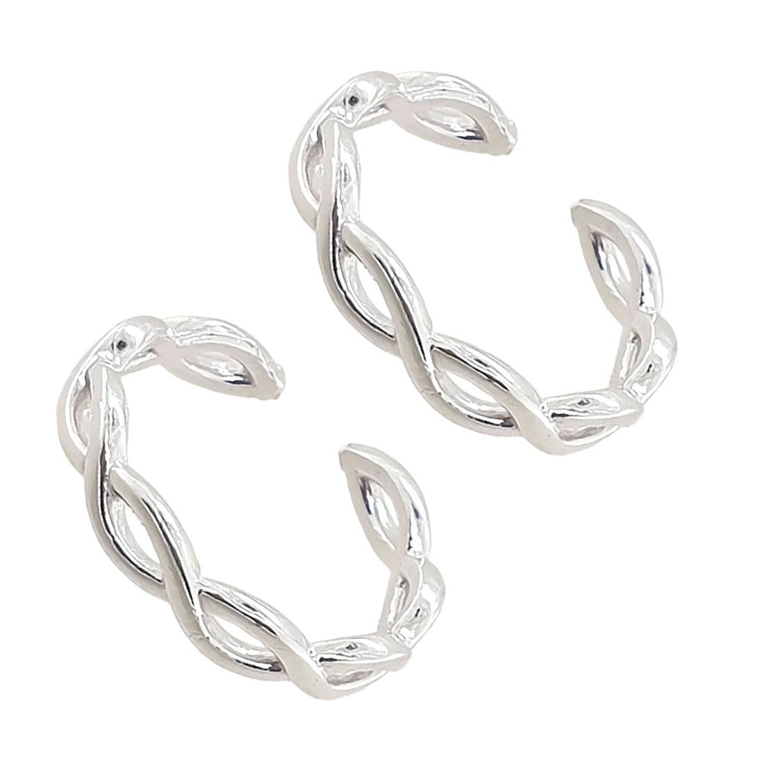 925 Sterling Silver Cut Work Toe Rings for Women | Designer Open Band Bichiya Pair | Lightweight Daily Wear Foot Jewellery-image-18