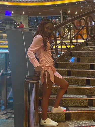 Women's Casual Long Sleeve Button Down Shirts Mini Dress Sexy V Neck T-Shirts Tops Loose Collar Long Blouse Wrap Dress 6