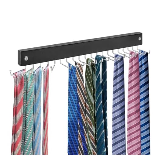 Tie Rack Wall Mounted, Tie, Belt and Scarf Hanger 20 Hook, Tie and Belt Organizer