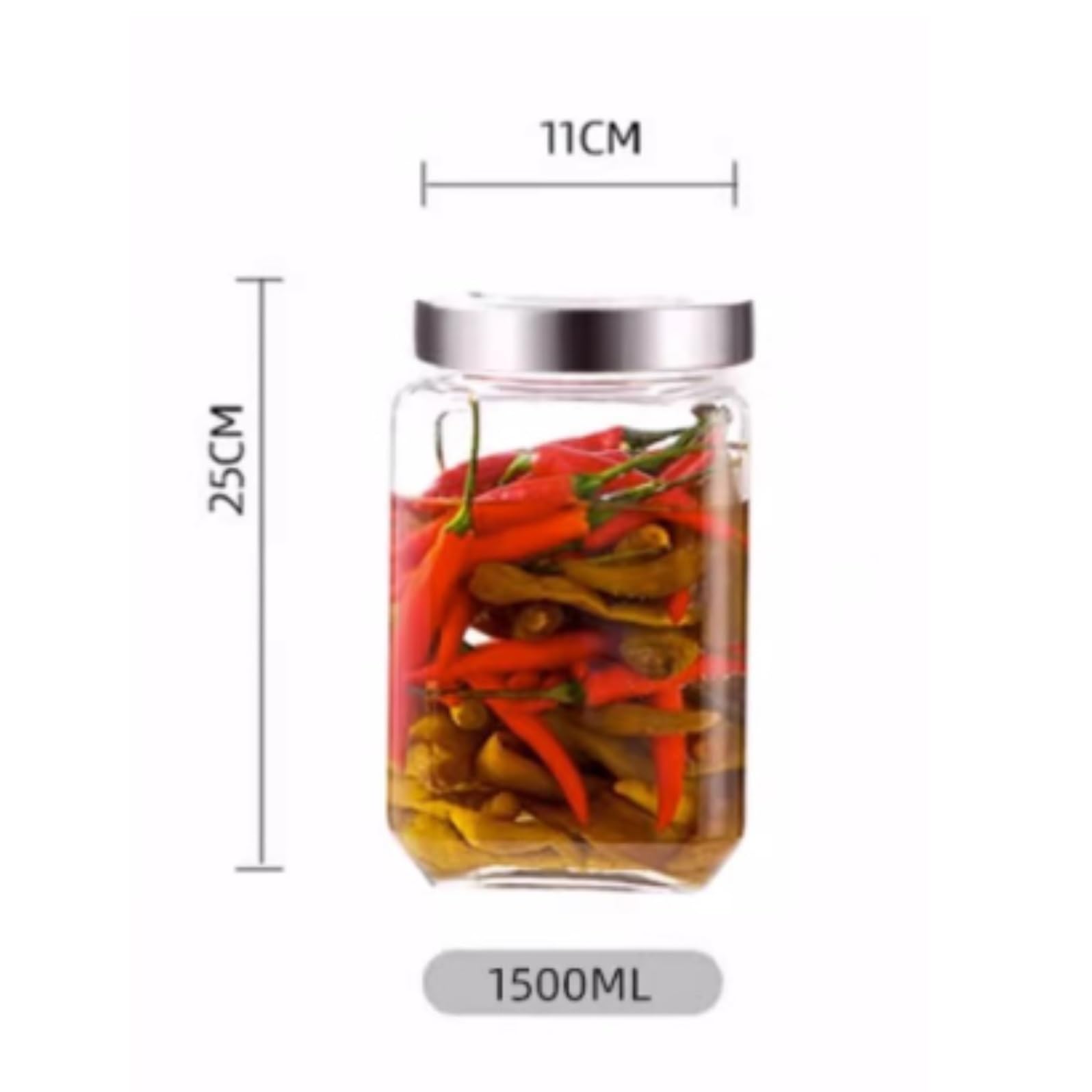 Puste Słoiki Do Przechowywania 3 Szklane Słoiki Ze Srebrnymi Pokrywkami Do Zamykania Puszek Na Żywność Organizacja Kuchni(1500ml)