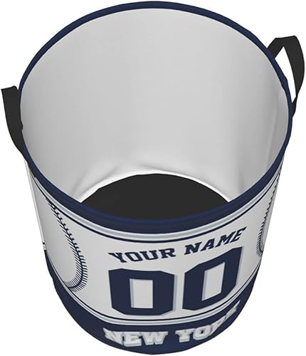 Miniatura 2 de Cesta de lavandería personalizada de Nueva York, cesta de lavandería personalizada con nombre y número, cesta de almacenamiento plegable para