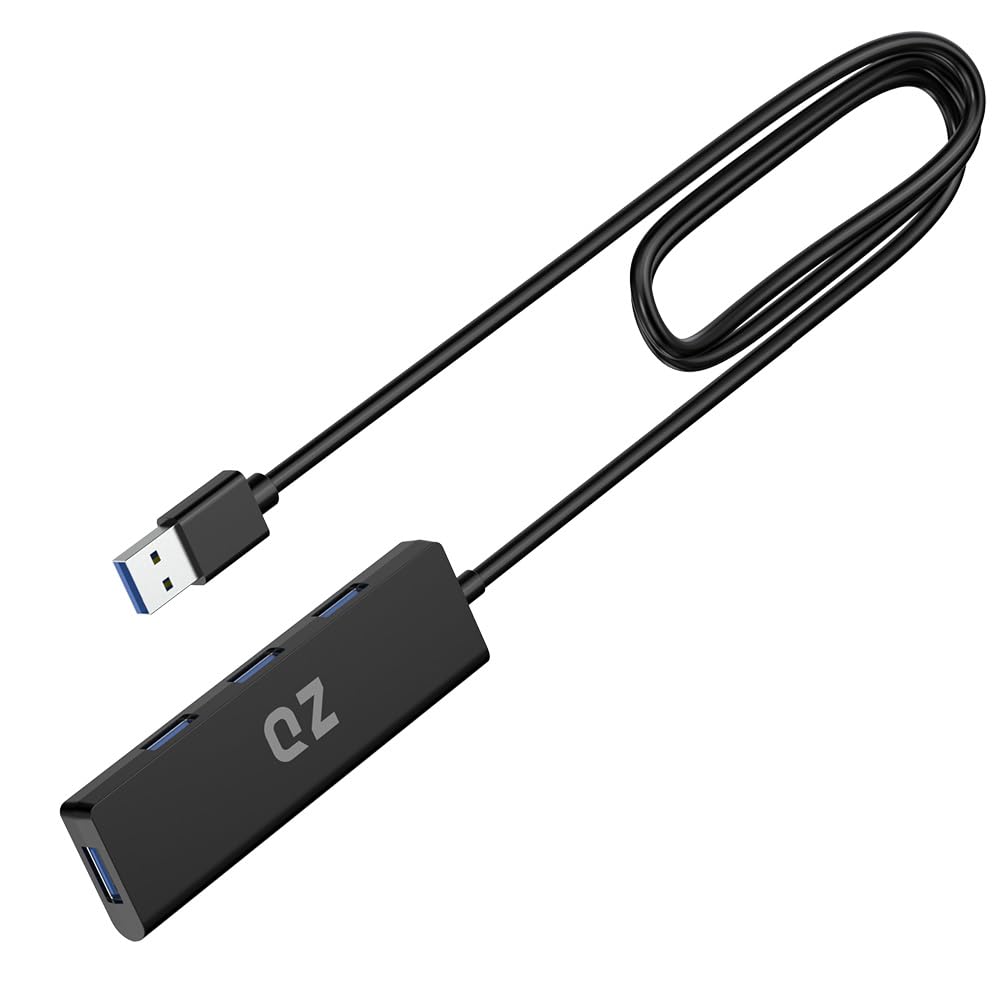 QZ Antumero USB Hub 3.1 for Desktop PC high Speed, USB 3.1, 4 Ports, 1 Meter Cable, Black