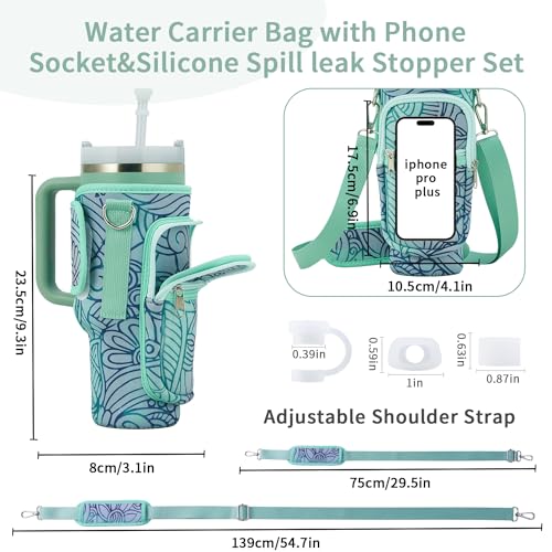 Bolsa de transporte de garrafa de água para copo Stanley, bolsa de copo turquesa de 1,18 l com alça