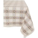 Un classico tirolese rivisitato in chiave shabby chic con fiocchi e cuori, una tovaglia di qualità il cui disegno non è stampato ma creato direttamente in tessitura grazie alla lavorazione jacquard con l'utilizzo di filato in puro cotone ritorto.