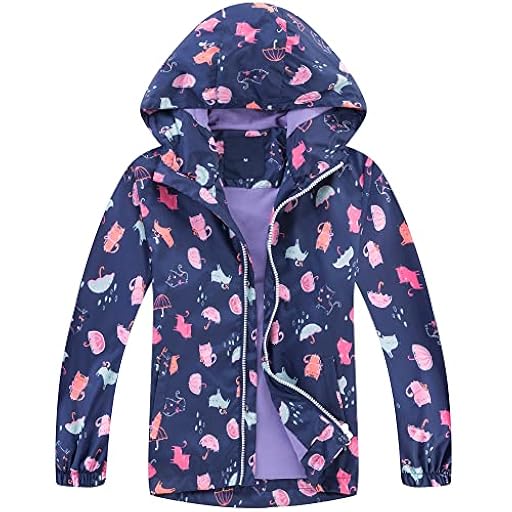 Fewlby Chaqueta Impermeable con Capucha para Niña, Cortavientos con Forro Polar Ligera Abrigo Prueba de Viento Chubasquero Primavera Otoño Abrigos Deportivos, 9-10 Años | Ya disponible en tu tienda friki favorita! En mundofriki.es!