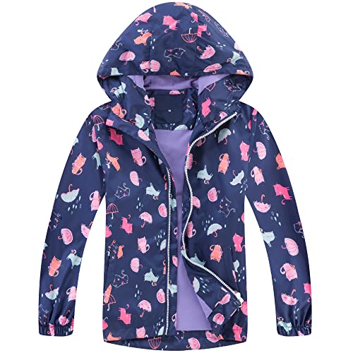 Fewlby Chaqueta Impermeable con Capucha para Niña, Cortavientos