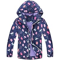 Fewlby Chaqueta Impermeable con Capucha para Niña, Cortavientos