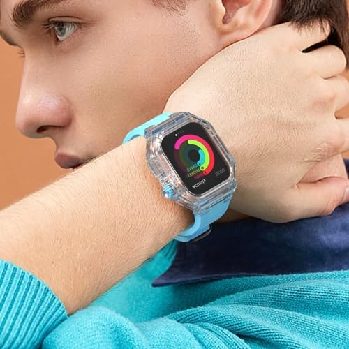Kit boîtier transparent Apple Watch et bracelet caoutchouc SCHIK