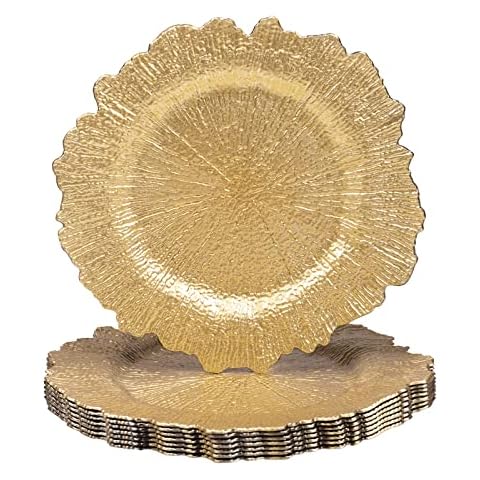 MAONAME 13" Gold Charger Plates Set of 8 Cover