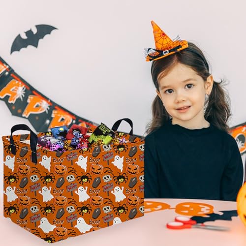 Image of Halloween Ghost thriller basket,Empty Halloween basket,Horror and thriller decor,Trick or Treat Box for Boys and Girls,Horror decor(Spider ghost)