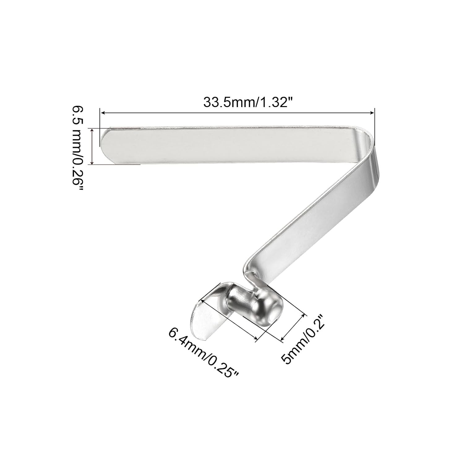 PATIKIL 6.4x5mm Kayak Paddle Snaps, 10 Pack Tent Pole Clips Steel V Shaped Single Pin Push Button Spring Clips Lock Tube Pole Clips for Camping Awning image 2