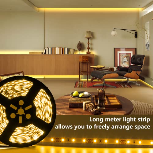 Image of LED Strip Lights 100ft Dimmable 3000K Bright Warm White Strip Lighting, 30M 1800 LEDs 2835 Flexible Ribbon Light 12V LEDs Tape LED Lights for Bedroom Kitchen Home Decoration
