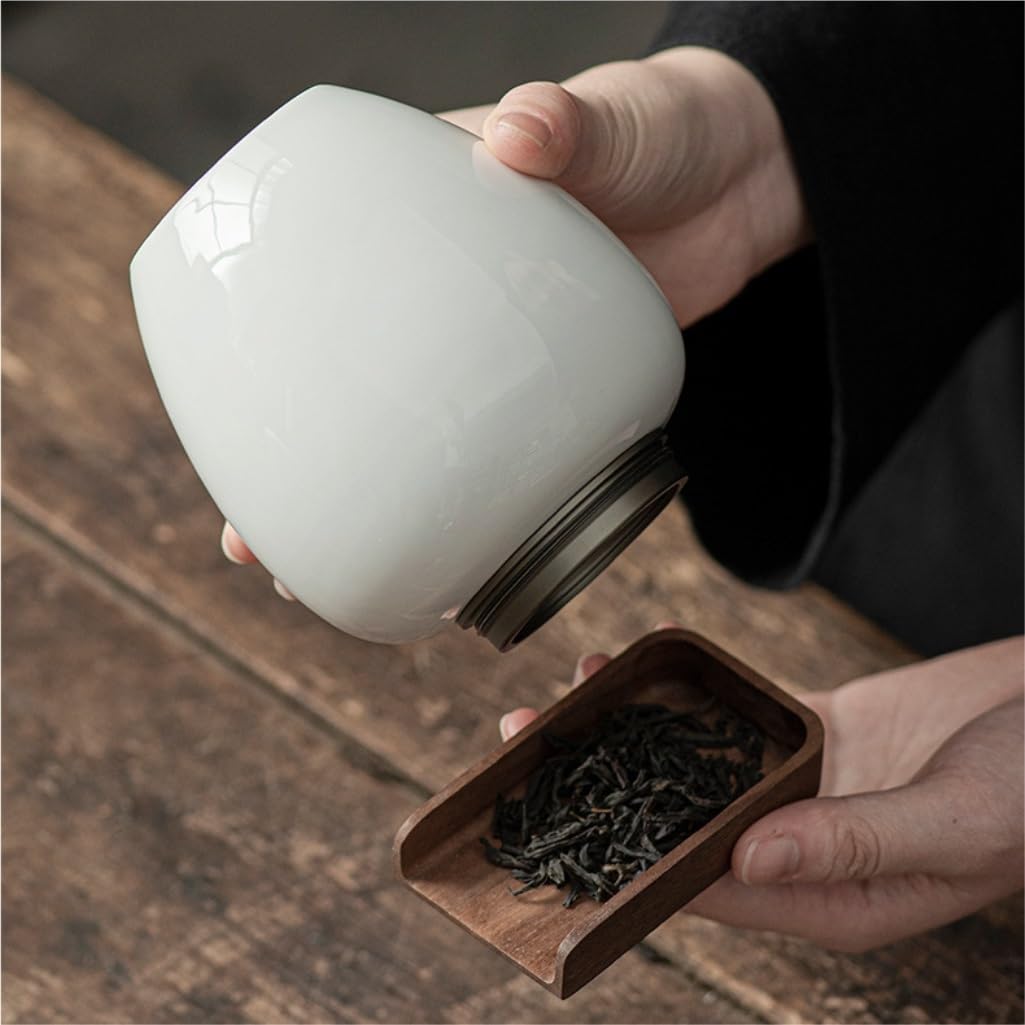 Contenitore per il tè in ceramica Barattolo per la conservazione del tè sfuso in ceramica Barattolo per la conservazione del tè semplice Coperchio a doppio strato da cucina Barattolo sigillato Set d