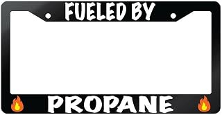 License Frame Fueled by Propane Glossy Black Plastic Classic Decorative License Holder Durable and Corrosion-Resistant Sturdy Elegant Registration Number Frame