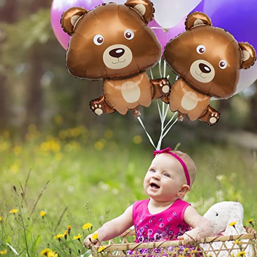 6Pcs 32 Inch Bear Balloons Cute Brown Bear Shaped Animal Theme Balloons Bear Baby Shower Decorations Supplies For Kids Christmas Balloons, Holiday Gift, Party Decor #TOP3