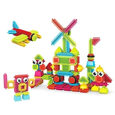 PicassoTiles PTB112 112pcs Bristle Shape Blocks Building Tiles Set Construction Learning Toy Stacking Educational Block, Creativity Beyond Imagination, Inspirational, Recreational, Educational