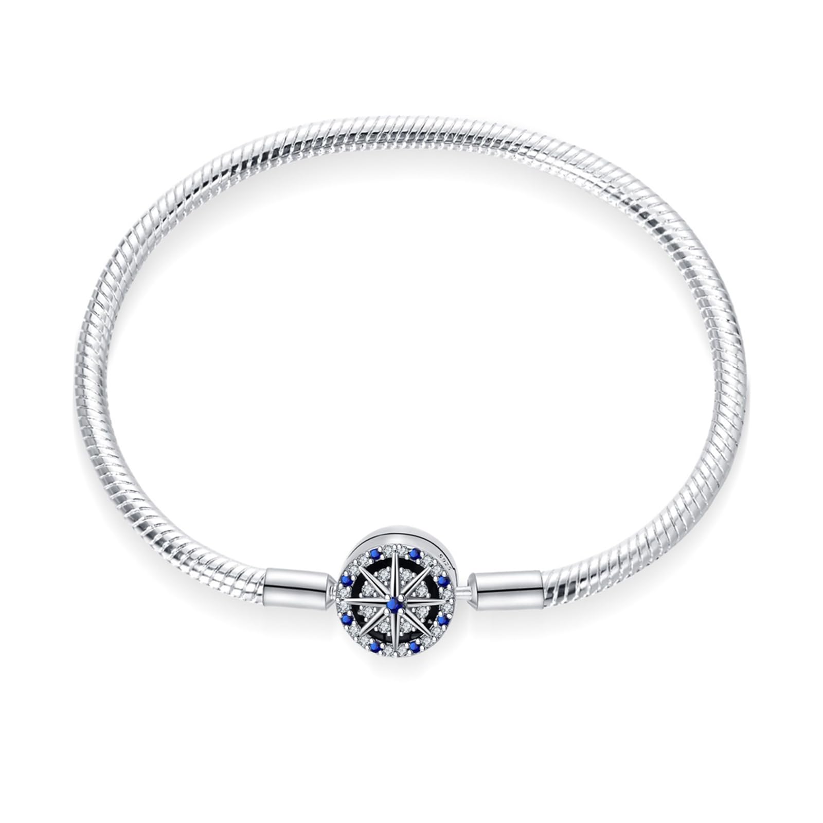 HappyStar Pulsera Serpiente Plata de Ley 925 Pulsera mujer,pulseras Bead Charm para mujer, pulsera de plata de ley con cierre Regalos para mujeres.