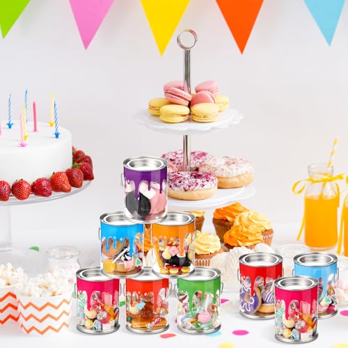 Image of Reallnaive 8 Pcs End of the Year Student Gifts Art Paint Party Favors Supplies Plus Size Clear Empty Paint Cans with Lids Plastic Buckets Transparent Containers for Treats Crafts, 4. 72 x 6. 1 Inch