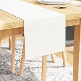 Encasa Homes Chemin de Table nervuré pour Table à Manger 6 Seater – Solid Off White, fabriqué à partir de Coton Fin 33x150 cm. pour la Maison, cafés, Restaurants et hôtels - Lavable en Machine
