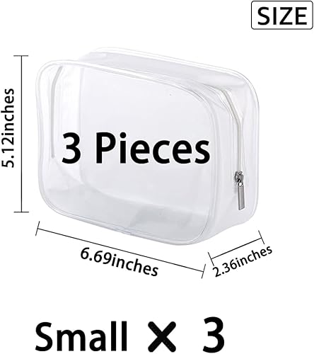 Miniatura 2 de Paquete de 5 artículos de aseo de plástico transparente con cremallera, bolsa de transporte aprobada por la TSA, bolsa de maquillaje cosmética