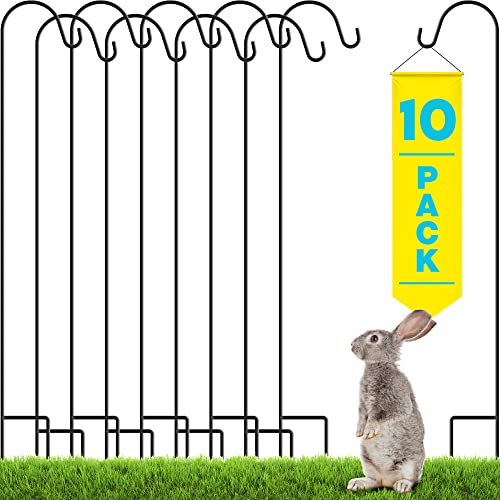 Gray Bunny Shepherds Hooks For Outdoor - 10 Pack - 35" Heavy Duty Metal Bird Feeder Pole, Plant Hangers Outdoor, Great Hangers For Weddings Decor, Lantern & Mason Jars - Black #TOP22